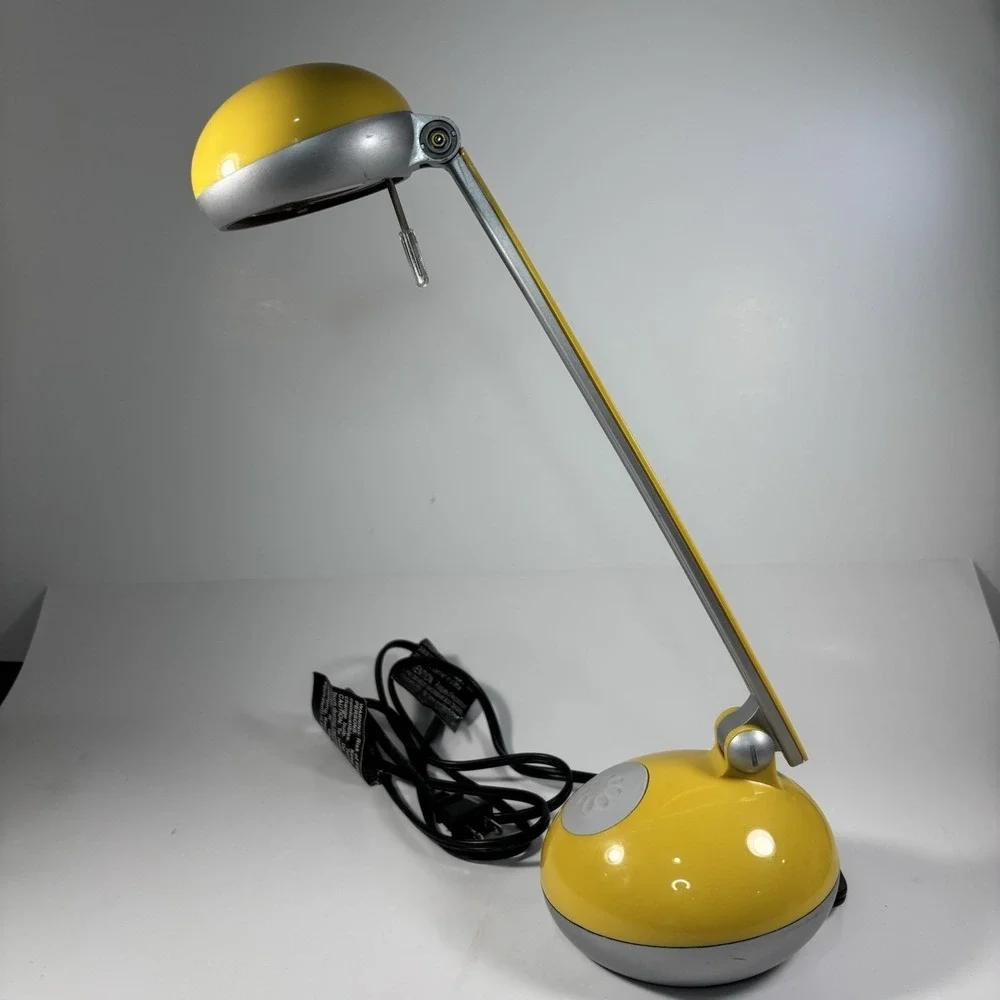 Vintage Yellow Silver Grey Desk Lamp Futuristic UV Filter 001 Space Age